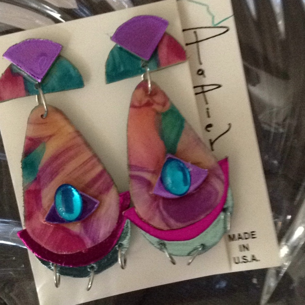 Spring  Floral  Fucia/acqua/pink handmade earrings